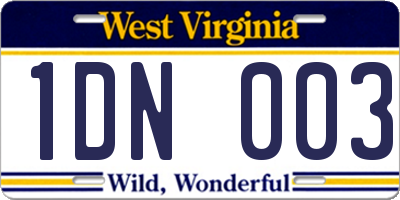 WV license plate 1DN003
