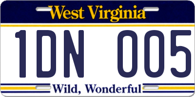 WV license plate 1DN005