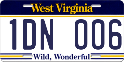 WV license plate 1DN006