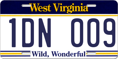 WV license plate 1DN009