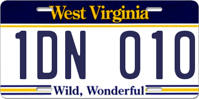 WV license plate 1DN010