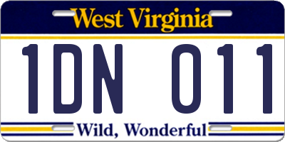 WV license plate 1DN011