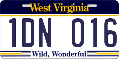WV license plate 1DN016