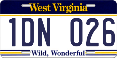 WV license plate 1DN026