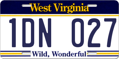 WV license plate 1DN027