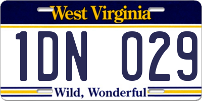 WV license plate 1DN029