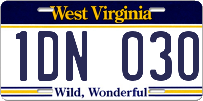 WV license plate 1DN030