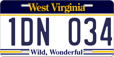 WV license plate 1DN034