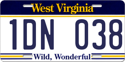 WV license plate 1DN038