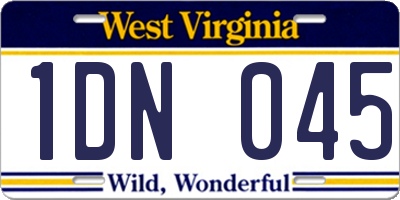 WV license plate 1DN045