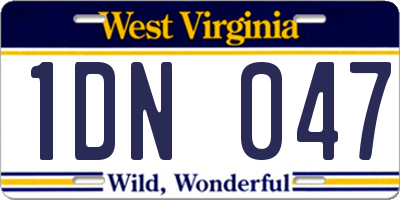 WV license plate 1DN047