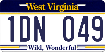 WV license plate 1DN049