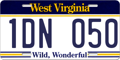 WV license plate 1DN050