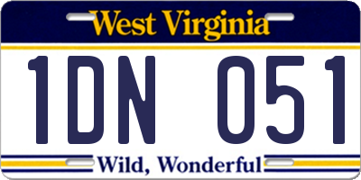 WV license plate 1DN051