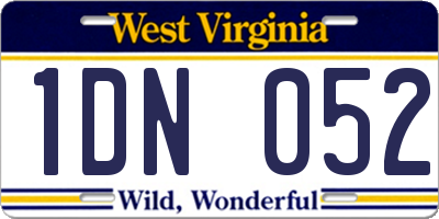 WV license plate 1DN052