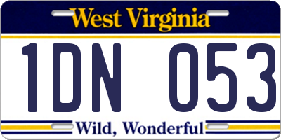 WV license plate 1DN053
