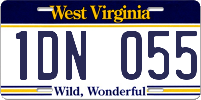 WV license plate 1DN055