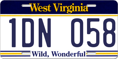 WV license plate 1DN058