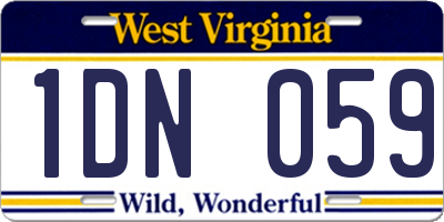 WV license plate 1DN059
