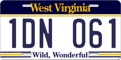 WV license plate 1DN061