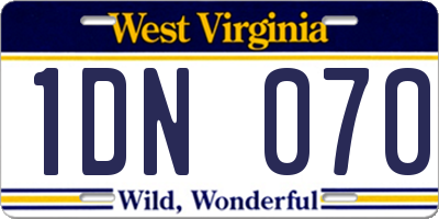 WV license plate 1DN070