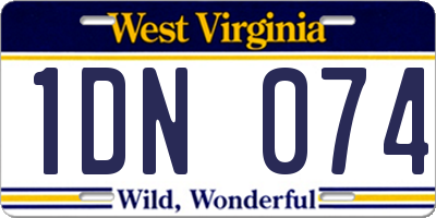 WV license plate 1DN074