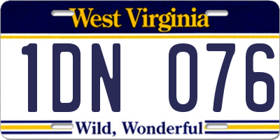 WV license plate 1DN076