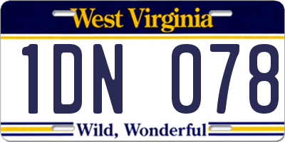 WV license plate 1DN078