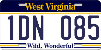 WV license plate 1DN085