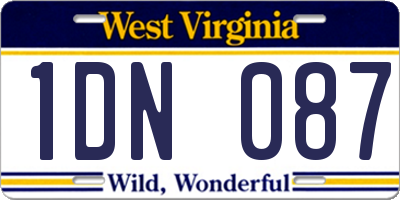 WV license plate 1DN087
