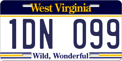 WV license plate 1DN099