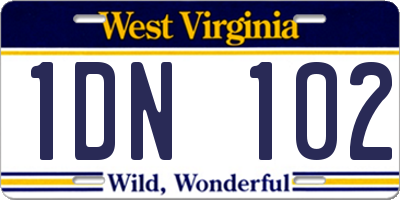 WV license plate 1DN102