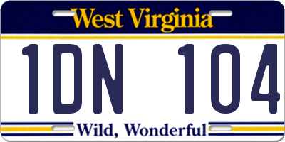 WV license plate 1DN104