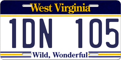 WV license plate 1DN105