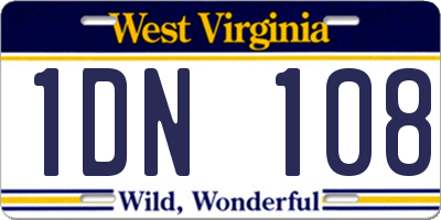 WV license plate 1DN108