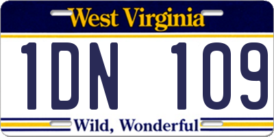 WV license plate 1DN109