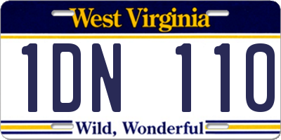 WV license plate 1DN110