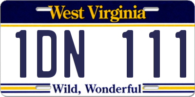 WV license plate 1DN111