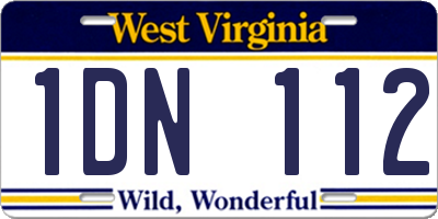 WV license plate 1DN112