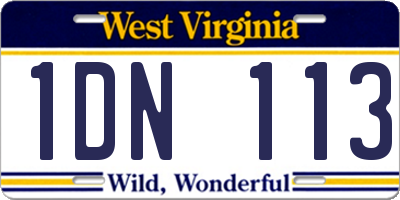 WV license plate 1DN113