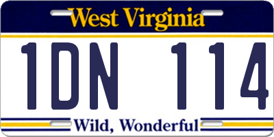 WV license plate 1DN114
