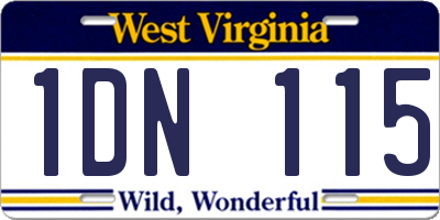 WV license plate 1DN115