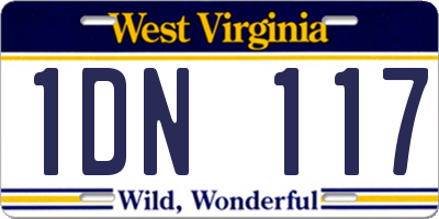 WV license plate 1DN117