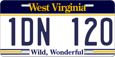 WV license plate 1DN120