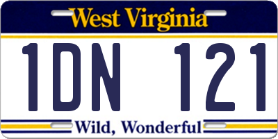 WV license plate 1DN121