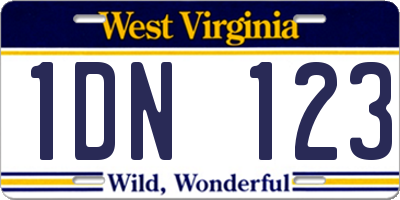 WV license plate 1DN123