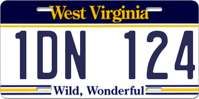 WV license plate 1DN124