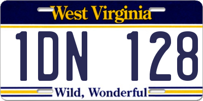 WV license plate 1DN128