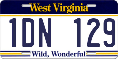 WV license plate 1DN129