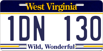 WV license plate 1DN130